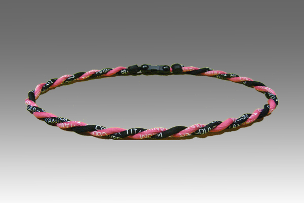 Dark Pink Black Titanium Germanium Double Power Necklace