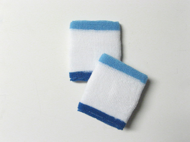 3 Color Trim White with Columbiablue Blue Wrist Bands [6pairs]