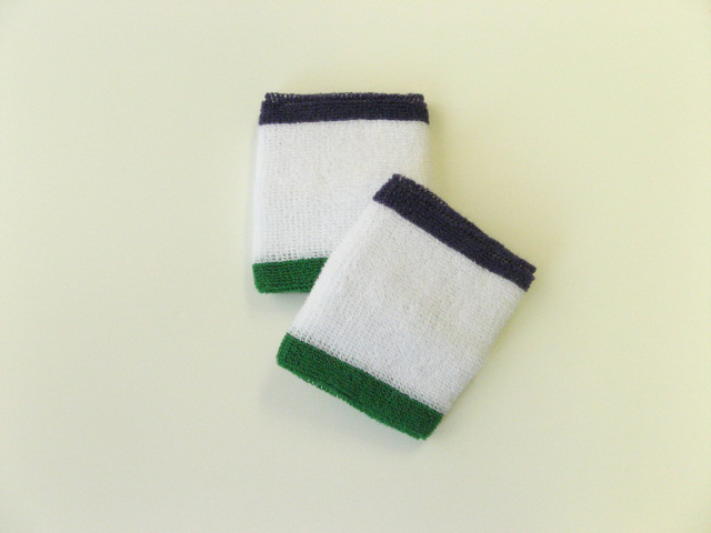 Wholesale White w Purple and Green trim sweat wrist bands 6pair Wholesale White w Purple and Green trim sweat wrist bands 6pair